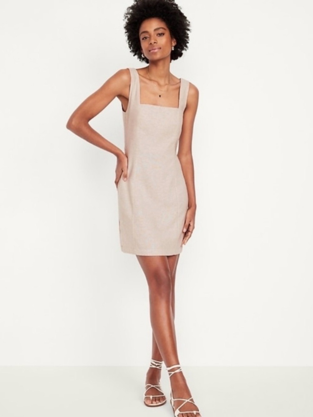 Old Navy Square Neck Mini Dress in Beige